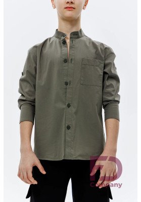 Shirt RM-1488 KW – Khaki Stretch Poplin Dance Shirt ruviso-dancewear.com