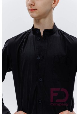 Shirt RM-1489 – Black Stretch Poplin Dance Shirt ruviso-dancewear.com