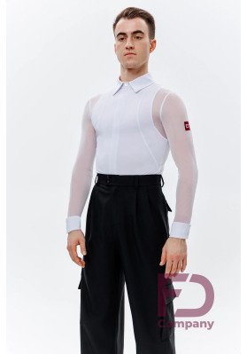 Shirt Leotard KSM-1499 – White Mesh Panel Dance Bodysuit ruviso-dancewear.com