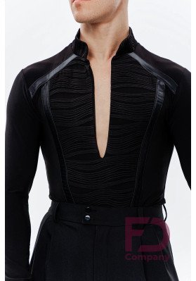 Shirt Leotard KSM-1501 – Black V-Neck Dance Bodysuit ruviso-dancewear.com