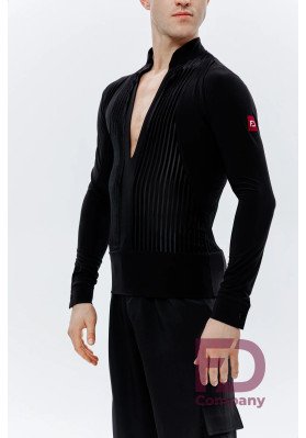 Shirt RM-1503 – Black Velvet Mesh Dance Shirt ruviso-dancewear.com
