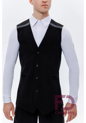 Vest ZhLM-1490 – Black Satin-Trim Dance Vest ruviso-dancewear.com