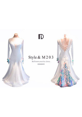 M203 White Mermaid-Inspired Latin Practice Dress ruviso-dancewear.com