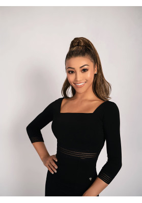 M283 Black Stretch Lycra Latin Practice Dress ruviso-dancewear.com