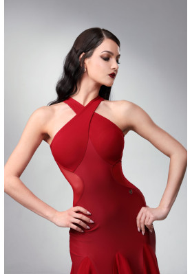 M346 Wine Red Latin Practice Dress ruviso-dancewear.com