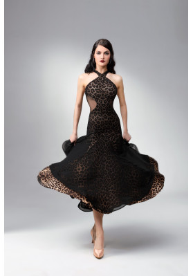 M349 Leopard Print Latin Practice Dress ruviso-dancewear.com