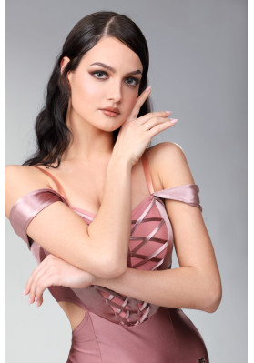 M352 Rose Pink Corset-Style Latin Practice Dress ruviso-dancewear.com