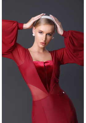 M358 Wine Red “Royal Dress” Latin Practice Dress ruviso-dancewear.com