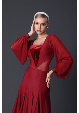 M358 Wine Red “Royal Dress” Latin Practice Dress ruviso-dancewear.com