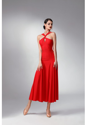 M361 Red Halter Neck Latin Practice Dress ruviso-dancewear.com