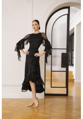 M373 Black Latin Practice Skirt ruviso-dancewear.com