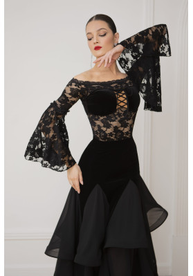 M379 Black Latin Practice Skirt ruviso-dancewear.com