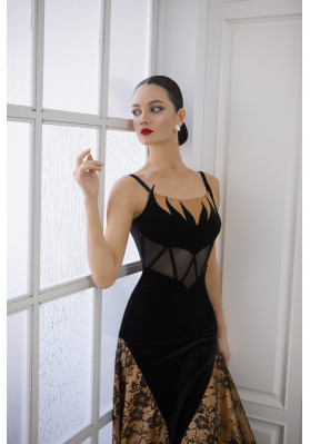 M380 Black Velvet Latin Practice Dress ruviso-dancewear.com