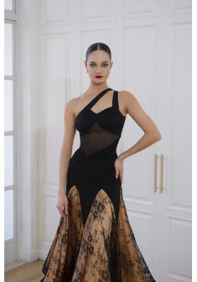 M382 Black Off-Shoulder Latin Practice Dress ruviso-dancewear.com