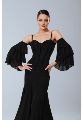 M387 Black Flamenco-Inspired Latin Practice Dress ruviso-dancewear.com