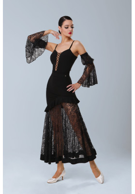 M436 Black Latin Practice Skirt ruviso-dancewear.com
