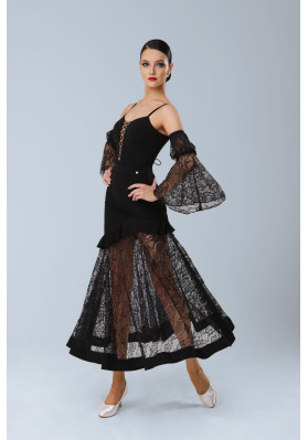 M436 Black Latin Practice Skirt ruviso-dancewear.com