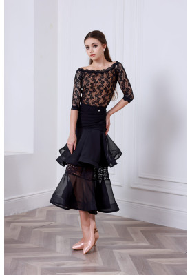 M474 Black Latin Practice Skirt ruviso-dancewear.com