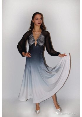 M108 Black to White Ombre Latin Practice Dress ruviso-dancewear.com