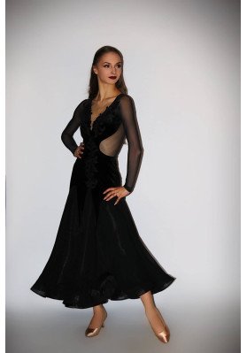 M157 Black Velvet & Lace Latin Practice Dress ruviso-dancewear.com
