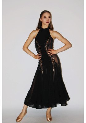 M181 Black Halter-Neck Latin Practice Dress ruviso-dancewear.com