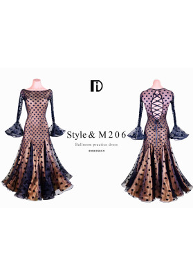 M206 Cappuccino Polka Dot Latin Practice Dress ruviso-dancewear.com