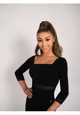 M283 Black Stretch Lycra Latin Practice Dress ruviso-dancewear.com