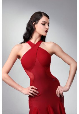M346 Wine Red Latin Practice Dress ruviso-dancewear.com