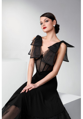 M347 Black Corset Latin Practice Dress ruviso-dancewear.com