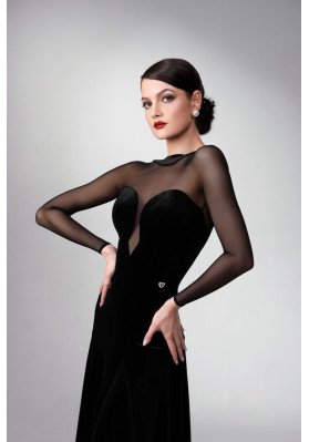 M348 Black Velvet Latin Practice Dress ruviso-dancewear.com