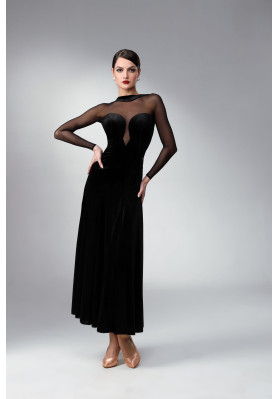 M348 Black Velvet Latin Practice Dress ruviso-dancewear.com