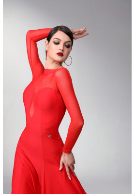 M348 Red Velvet Latin Practice Dress ruviso-dancewear.com