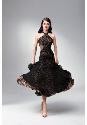 M349 Leopard Print Latin Practice Dress ruviso-dancewear.com