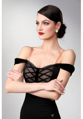 M352 Black Corset-Style Latin Practice Dress ruviso-dancewear.com