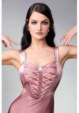 M352 Rose Pink Corset-Style Latin Practice Dress ruviso-dancewear.com