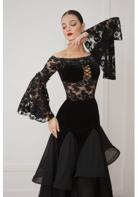 M379 Black Latin Practice Skirt ruviso-dancewear.com