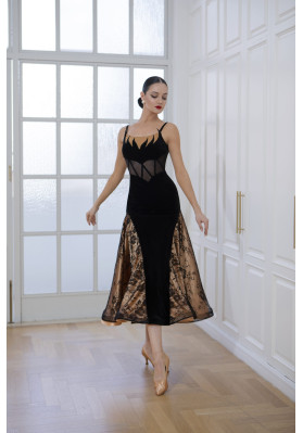 M380 Black Velvet Latin Practice Dress ruviso-dancewear.com