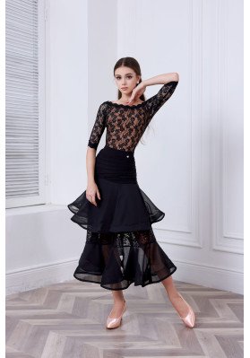 M474 Black Latin Practice Skirt ruviso-dancewear.com