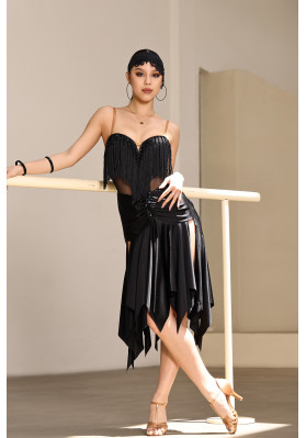 Latin Dance Dress A17 Fringe Strap Dress ruviso-dancewear.com