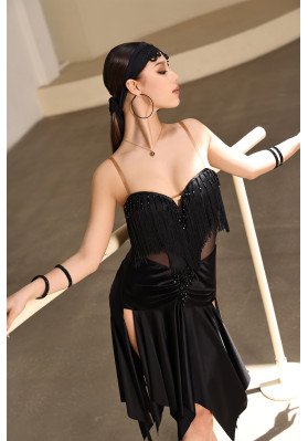 Latin Dance Dress A17 Fringe Strap Dress ruviso-dancewear.com