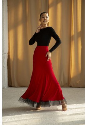 FD Skirt JUS-1002/1 – Ballroom Standard Dance Skirt with Six Gussets and Regiline ruviso-dancewear.com