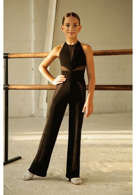 FD Pants BR-1189 KW – Children’s Straight Ballroom Dance Trousers with Leopard Mesh Inserts ruviso-dancewear.com