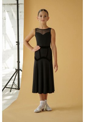 FD Skirt JUS-1197 KW – Short Ballroom Skirt with Velor Yoke Inserts ruviso-dancewear.com