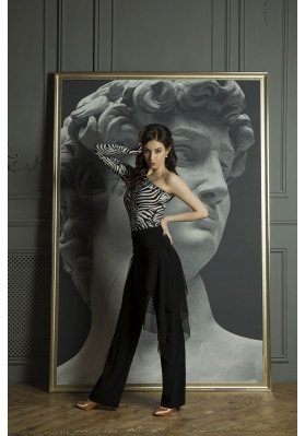 FD Pants BRZh-224 – Women’s Straight Ballroom Dance Trousers with Mesh Wedges ruviso-dancewear.com