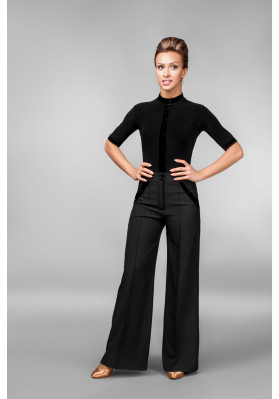 FD Pants BR-807 – Women’s Ballroom Dance Trousers with Velor Trim Pockets ruviso-dancewear.com