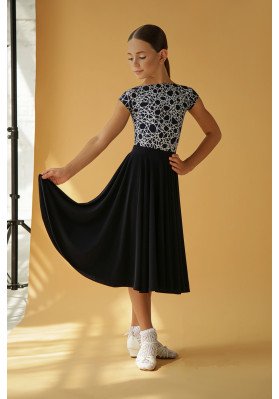 FD Skirt JUS-972/2 – Standard Ballroom Dance Skirt, Sun Cut, Midi Length ruviso-dancewear.com