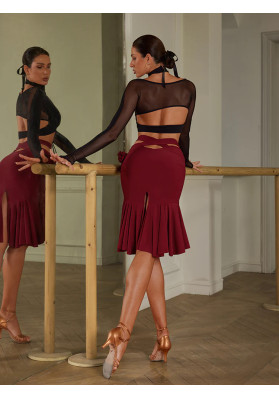 Skirt For Latin American Dances | 5am. Blooms Skirt - 23107 red ruviso-dancewear.com