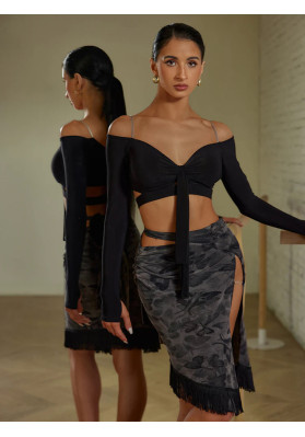 Latin Dance Top | Flush Top - 23116 Black ruviso-dancewear.com